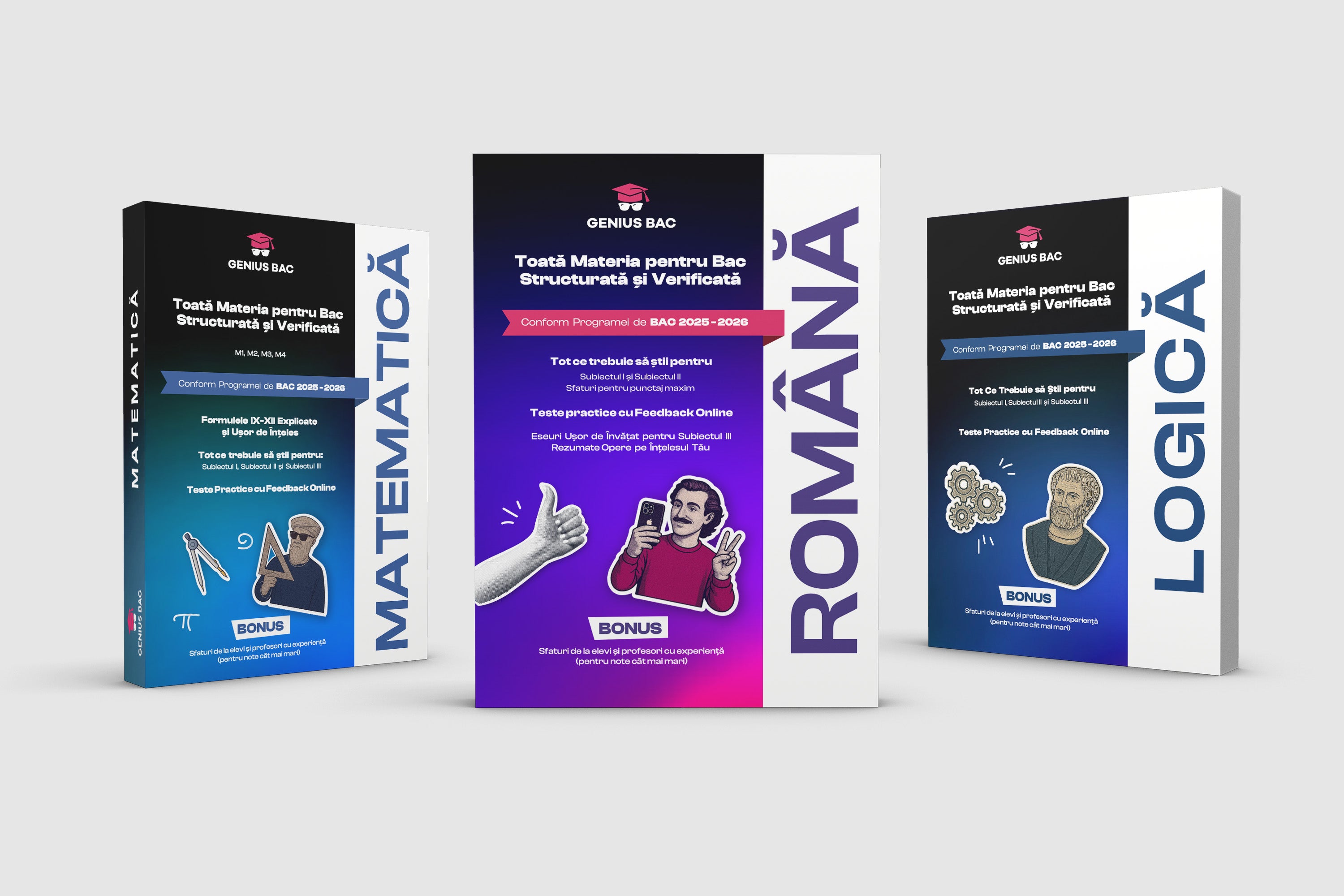 Pachet Bacalaureat (Română, Matematică, Logică) + Genius Game (Cadou Limitat 🎁)