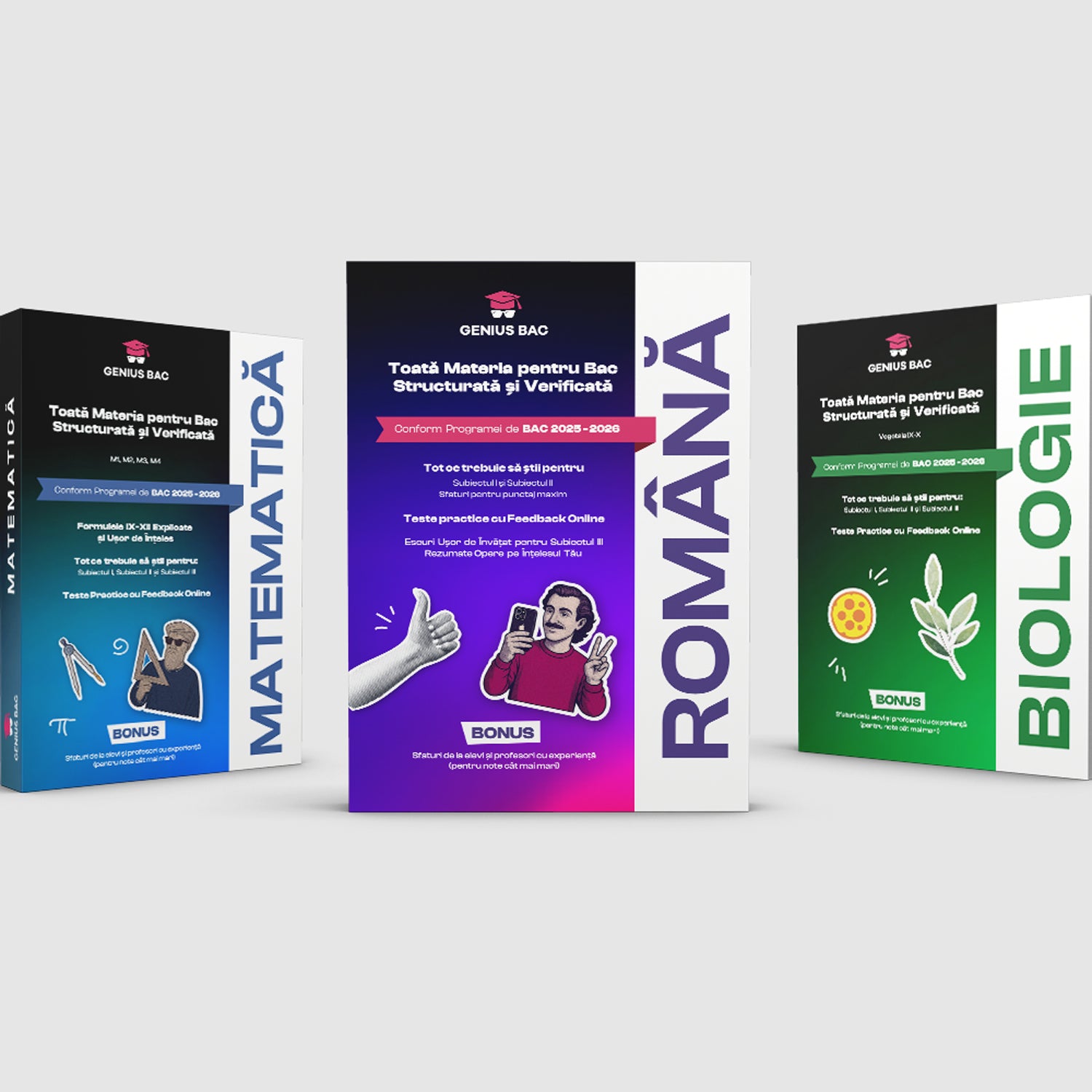 Pachet Bacalaureat (Română + Matematică + Biologie IX–X)